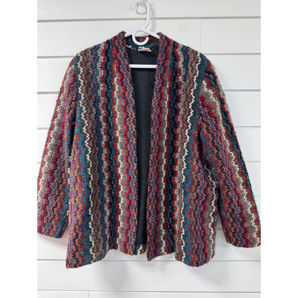 Vintage Graff Californiawear Multi Color Chevron Zig Zag Open Front Jacket L